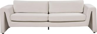 Beliani Sof&aacute; Moderno 3 Plazas Respaldo Acolchado Terciopelo Reposabrazos Beige Maunu