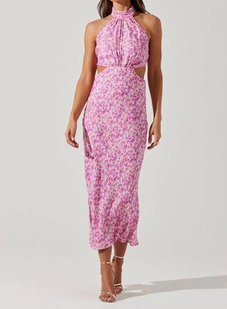 Astr Ambretta Halter Midi Dress In Pink Floral