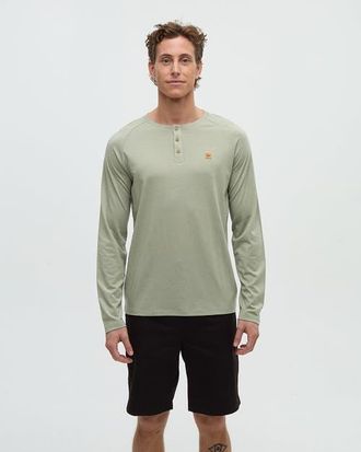 tentree Baker Henley Longsleeve in Light Moss Heather at Nordstrom, Size Xx-Large
