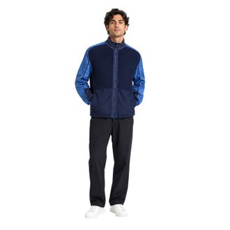 HUGO BOSS Heren Panoramico gebreide trui met doorlopende ritssluiting (Donkerblauw)