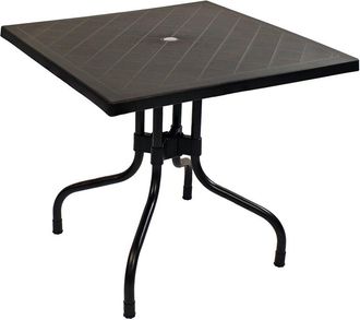 Sunnydaze Outdoor Square Top Dining Table With Curved Iron Legs