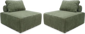 Sweeek Sofá modular de pana, 2 plazas, verde