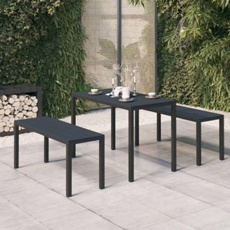 vidaXL Set da Pranzo da Giardino 3 pz in Acciaio e wpc Nero - Vidaxl