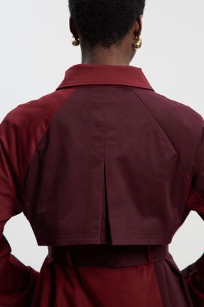 Karen Millen Womens Colour Block Belted Tailored Trench Coat - Wine - Size 14 UK