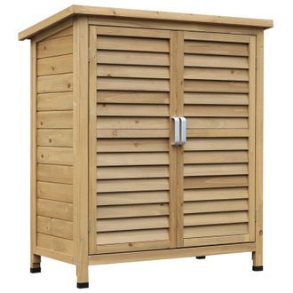 OUTSUNNY Cobertizo De Almacenamiento De Madera Para Jard&iacute;n 87x46,5x96,5cm Con 2 Estantes Interiores 2 Puertas De Buena Ventilaci&oacute;n Techo Inclinado Exterior