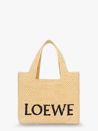 Loewe Paulas Ibiza -Borsa a mano Small Loewe Font in rafia con logo ricamato frontale - LOEWE - gender_Woman