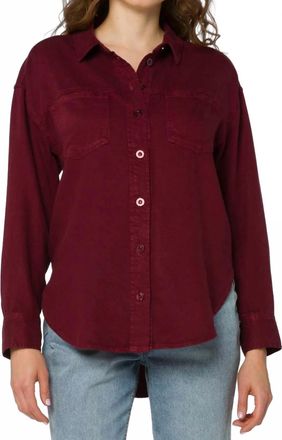 Velvet Heart Braxton Long Sleeve Button-Up Shirt In Burgundy