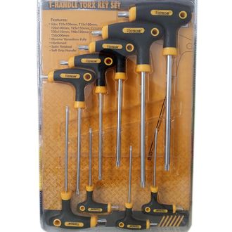 Trade Shop Trade Shop - Establecer 9 Largas Llaves De Chiavini Torx Con Agujero Con Mango A Helle Vanadio Chrome