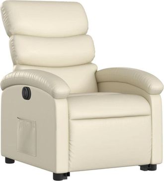 vidaXL Vidaxl - Sill&oacute;n Reclinable Elevable El&eacute;ctrico De Cuero Sint&eacute;tico Crema