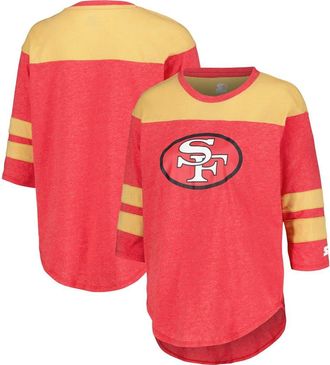 Starter Womens Starter Scarlet San Francisco 49ers Fullback Tri-Blend 3/4-Sleeve T-Shirt at Nordstrom, Size Xx-Large