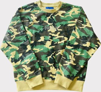 A.W.A.K.E. Unisex NY Rhinestone Camo Sweatshirt Green - Size Small