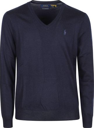 Polo Ralph Lauren Fitted Fine-Knit Wool V-Neck Sweater