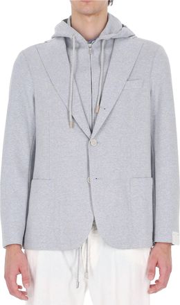 Eleventy Light Blue Raw-Edge Cotton Blazer