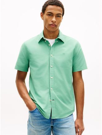 Tommy Hilfiger Mens Regular Fit Garment-Dyed Oxford Shirt - Green - XXL