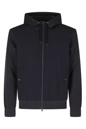Herno Blue Hooded Sweatshirt-Style Cotton Jacket