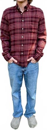 Hartford Pitt Light Plaid Flannel Shirt In Bordeaux