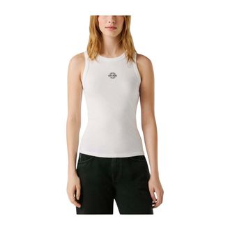 Pepe Jeans London Sleeveless Tops, female, White, Size: XS Sleeveless Ribbed Top