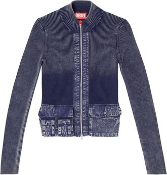 Diesel Cardigan M-Melissa con tasche denim - Blu