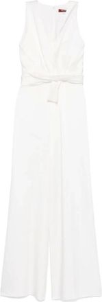 Max Mara Jumpsuits & Playsuits, Dames, Wit, M, Witte Cady Jumpsuit met Couture Strik