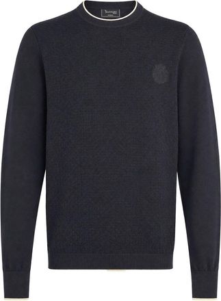 Billionaire Boys Club Pullover Ronde Hals LS Crest - Heren - Ronde hals truien - Blauw - 2XL - Wol - Truien & Vesten