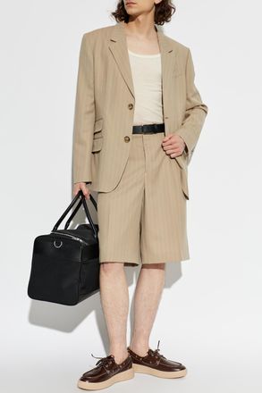 Ami Wool Blazer With Single Vent, Mens, Beige