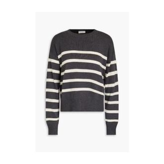 Brunello Cucinelli WomenS Charcoal Striped Knit Sweater, Size XS