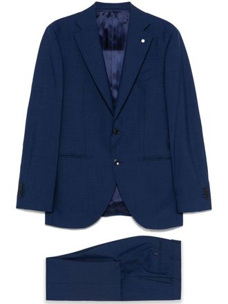 Lubiam Navy Blue Tailored Wool Suit