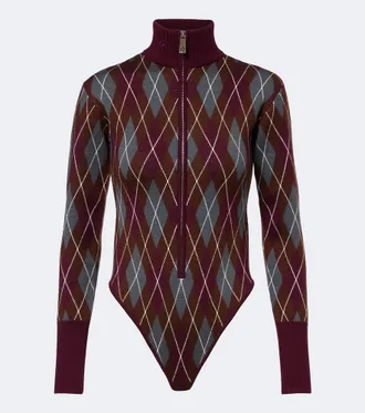 Perfect Moment Argyle wool bodysuit