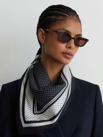 Reiss Womens Navy Silk Polka-dot Square Scarf