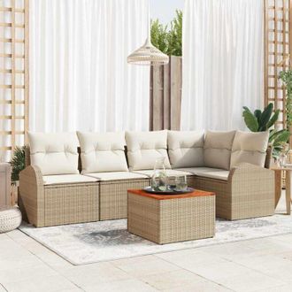 vidaXL Conjunto De Sof&aacute; De Jard&iacute;n 6 Pcs Beige Polirat&aacute;n Vidaxl