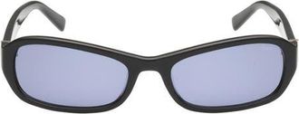 Abercrombie & Fitch 55mm Rectangular Sunglasses in Shiny Black /Smoke Lens at Nordstrom