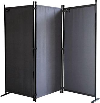 Quick-Star 2 Stück Paravent 3 Teilig 170 x 165 cm GRAU Stoff Raumteiler Trennwand Balkon Sichtschutz Stellwand Faltbar