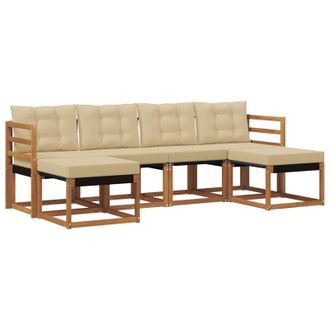 vidaXL Conjunto De Sof&aacute;s De Exterior Con Coj&iacute;n 6 Pcs Natural Y Beige Vidaxl