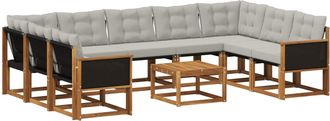 vidaXL Conjunto De Sof&aacute;s De Exterior 10 Uds. Natural Y Gris Claro Vidaxl