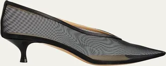 Le Monde Beryl 40mm Babouche Mesh Kitten-Heel Pumps
