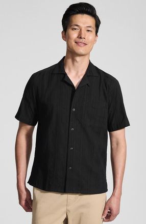 Lands End Short Sleeve Camp Collar Hawaiian Shirt in Black at Nordstrom, Size Xx-Large