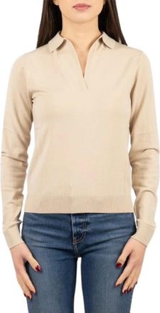 Max Mara Truien & Vesten, Dames, Beige, S, Polyester, Palanca V-hals Gebreid