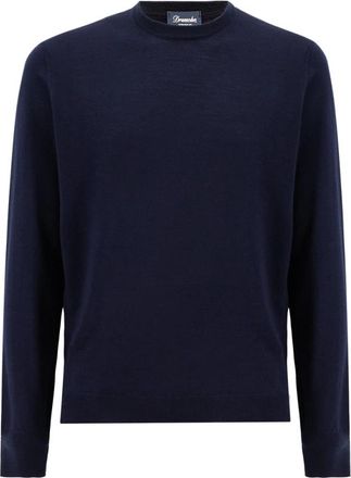 Drumohr Luxe Wol Zijde Kasjmier Crew Neck Sweater - Heren - Ronde hals truien - Blauw - 3XL - Wol - Truien & Vesten