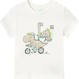 MAYORAL Dinosaur Bike T-Shirt in Cream at Nordstrom, Size 2T