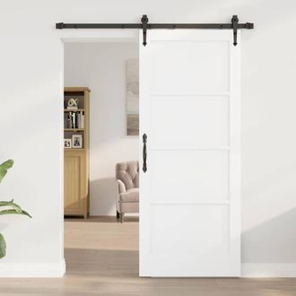 Berkfield Home Sliding Door with Hardware Set ORKDALWhite Solid Wood Pine