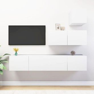 vidaXL Vidaxl - Set Mobili Porta tv 4 pz Bianco in Legno Multistrato