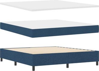 vidaXL Box Spring Bed with Mattress Blue 180 x 200 cm Fabric vidaXL