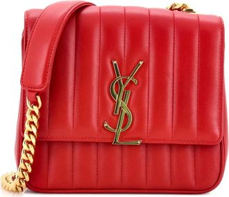 Saint Laurent Vicky Vertical gewatteerde leren medium crossbodytas - Rood
