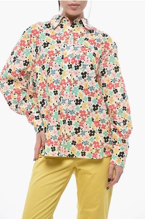 Ines De La Fressange Linen-Blend Blouse MAUREEN with Floral Pattern size 44