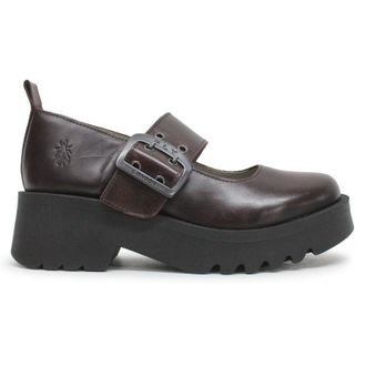 FLY London MOCH126FLY Rug Leather Womens Heels Shoes - Wine - Size:UK 5