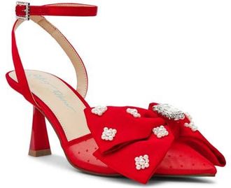 Betsey Johnson Mark Ankle Strap Mesh Pump in Red at Nordstrom, Size 8.5