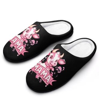 Generic Cow Mama Womens Slippers Warm House Slippers Indoor House Shoes with Anti-Skid Rubber Sole