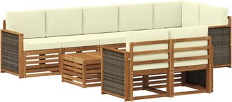 vidaXL Conjunto De Sof&aacute;s De Exterior 8 Uds. Natural Y Crema Vidaxl