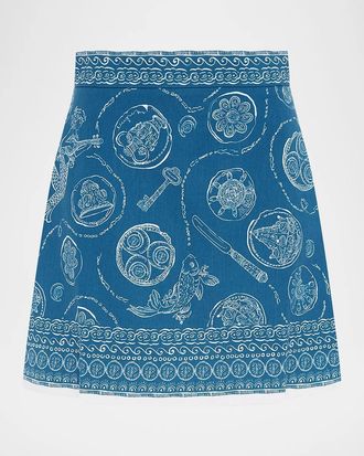 Alemais Lucky Printed Linen Mini Skirt