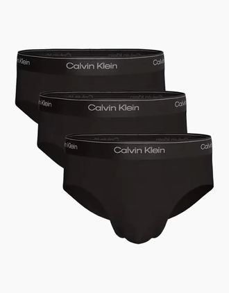 Calvin Klein Mens 3-Pack Icon Cotton Stretch Briefs, All Black - Size: 32/30/31